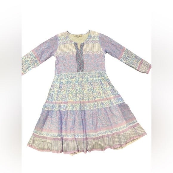 Bella Tu Fiona Long Sleeve Dress in Pastel Lilac and Blue Size Small. - Picture 4 of 10